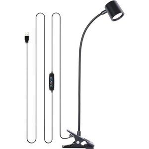Desk Lamp,USB Clip On Light,3 Color Modes,10Brightness Levels,360° Gooseneck LED